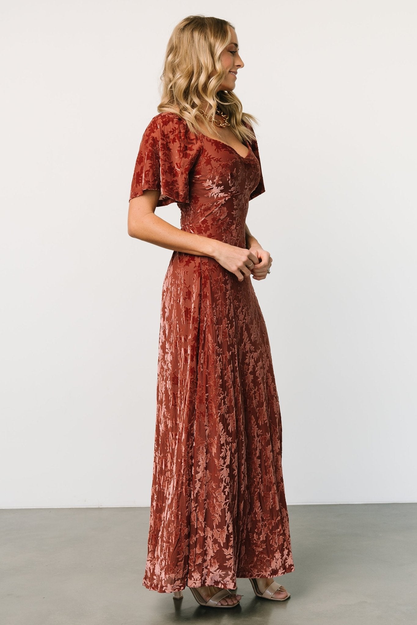 Everley Velvet Maxi Dress | Cinnamon - Baltic Born