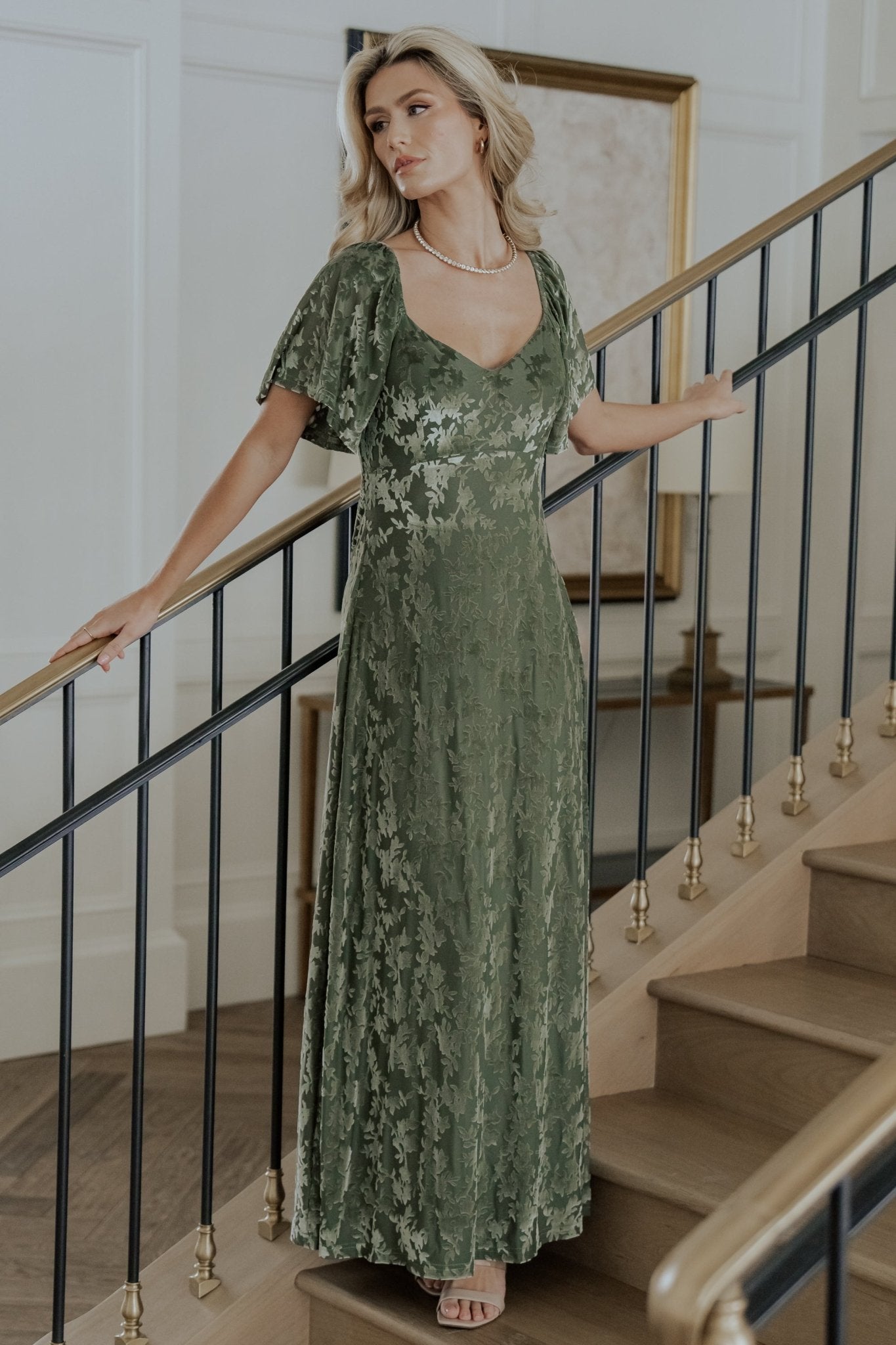 Everley Velvet Maxi Dress | Dark Sage - Baltic Born