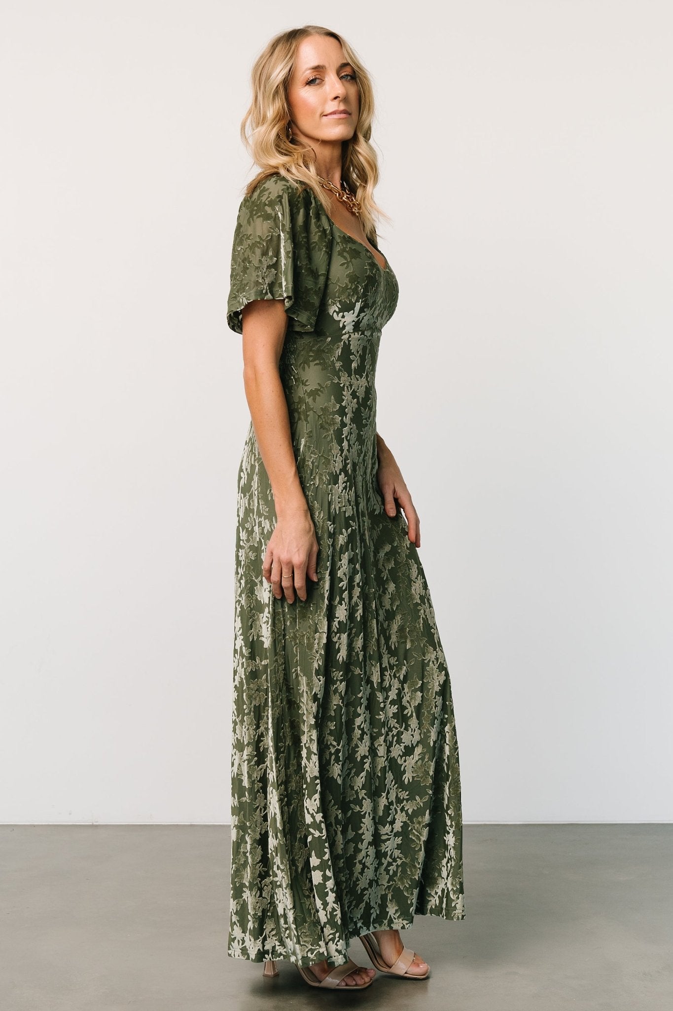 Everley Velvet Maxi Dress | Dark Sage - Baltic Born