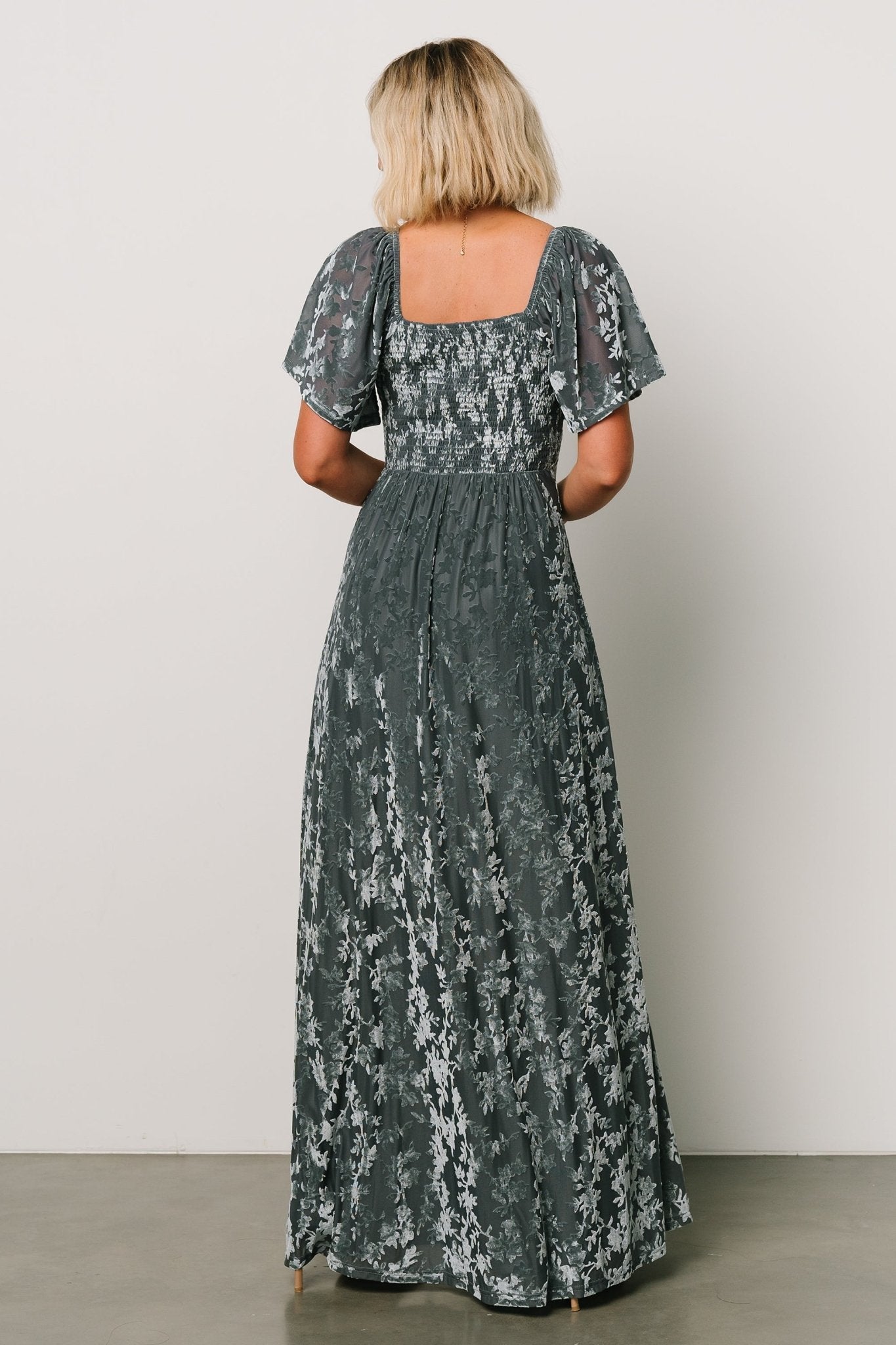 Everley Velvet Maxi Dress | Dusty Blue - Baltic Born