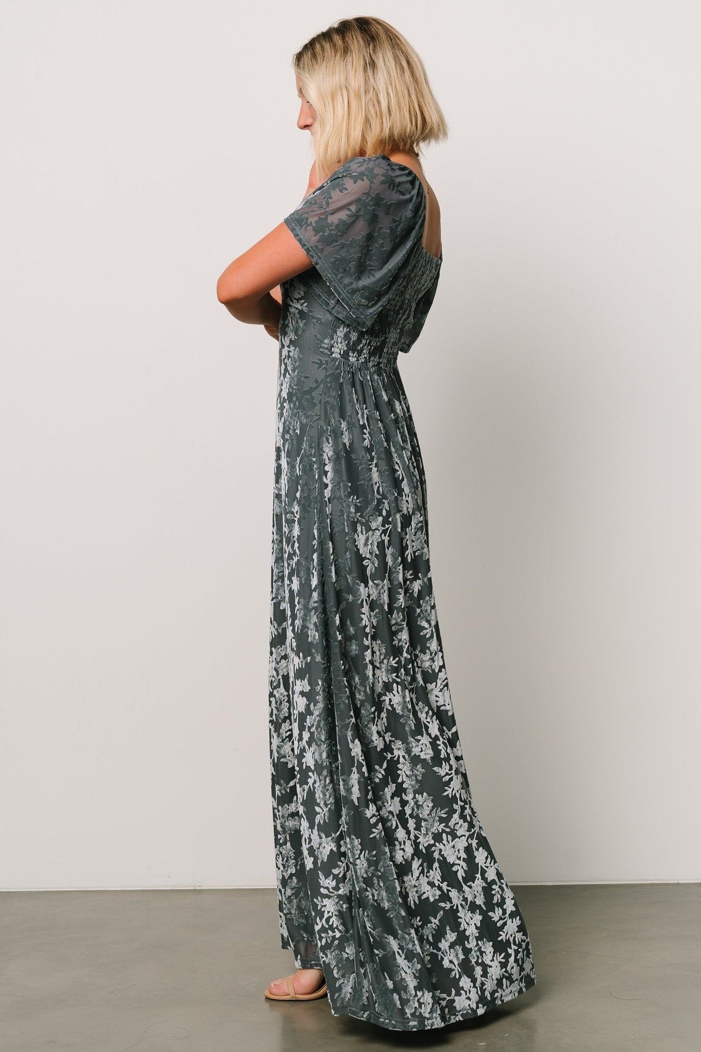 Everley Velvet Maxi Dress | Dusty Blue - Baltic Born