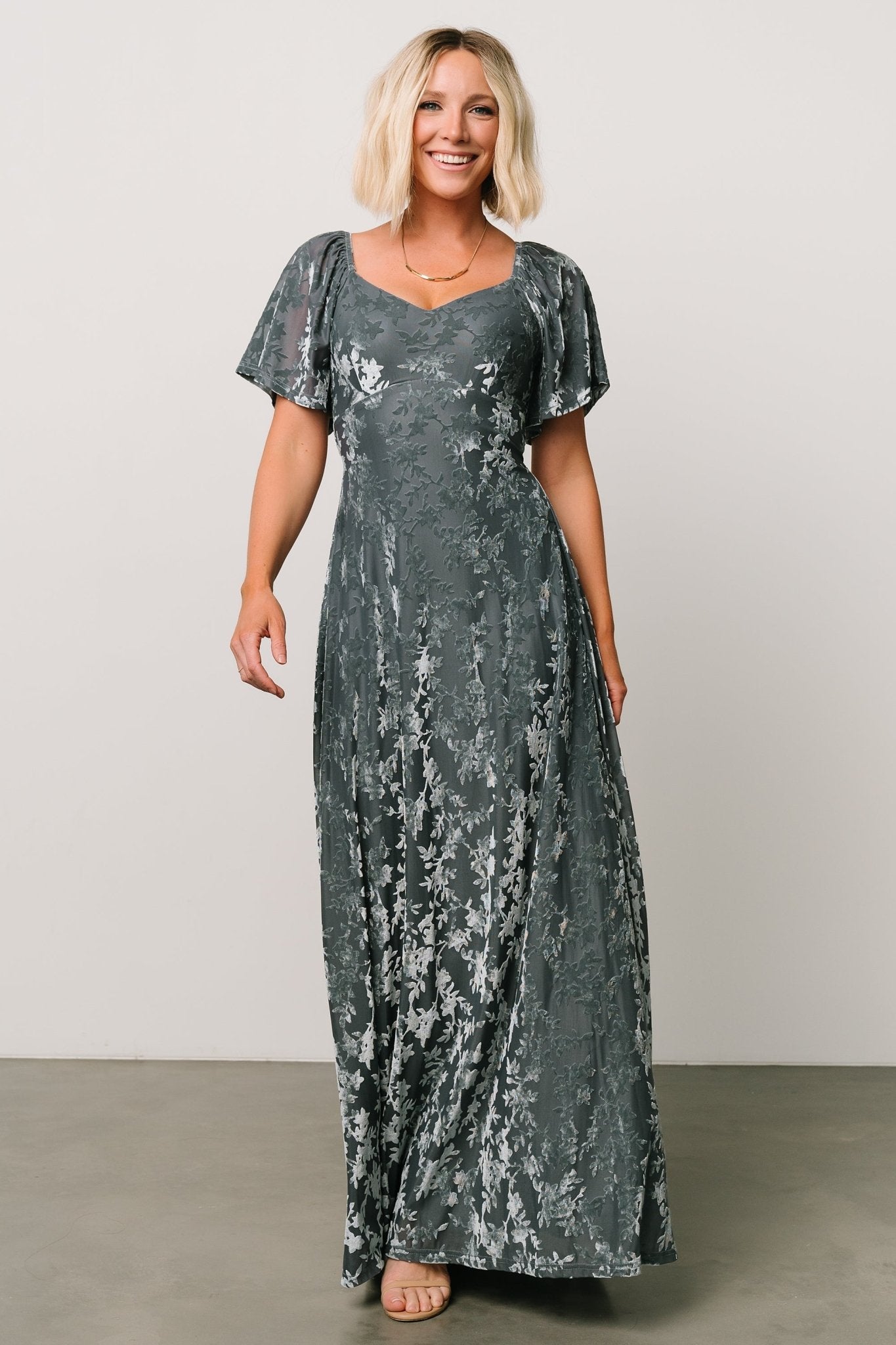 Everley Velvet Maxi Dress | Dusty Blue - Baltic Born