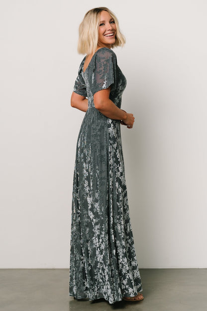 Everley Velvet Maxi Dress | Dusty Blue - Baltic Born