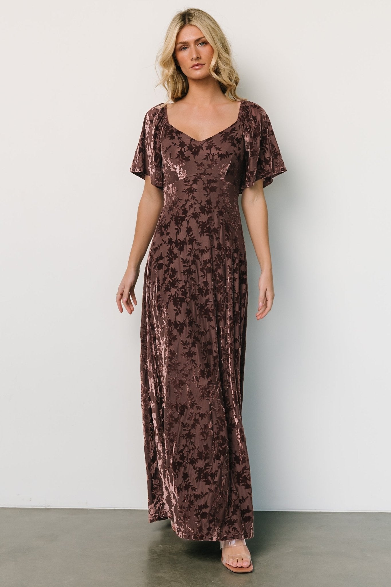 Everley Velvet Maxi Dress | Espresso - Baltic Born