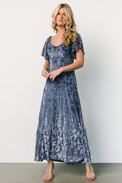 Everley Velvet Maxi Dress | Whisper Blue - Baltic Born