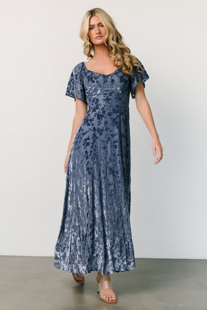 Everley Velvet Maxi Dress | Whisper Blue - Baltic Born