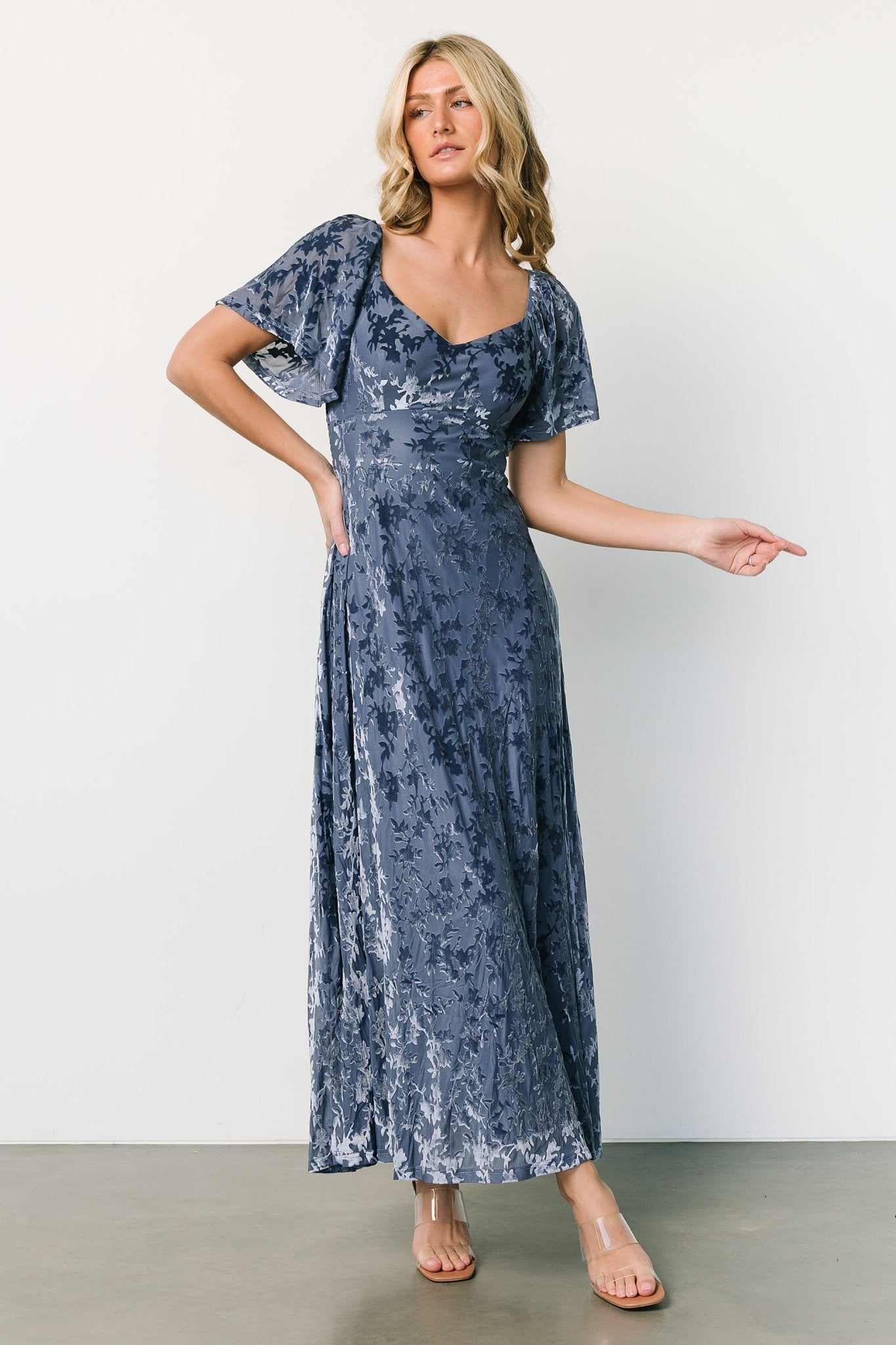 Everley Velvet Maxi Dress | Whisper Blue - Baltic Born