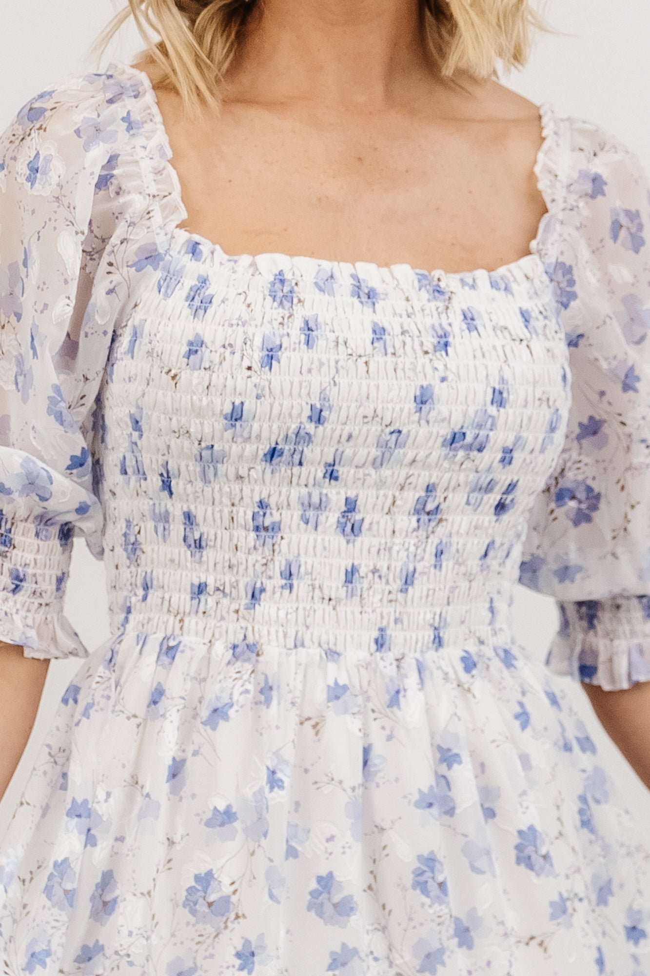 Fabian Jacquard Midi Dress | Blue Floral - Baltic Born