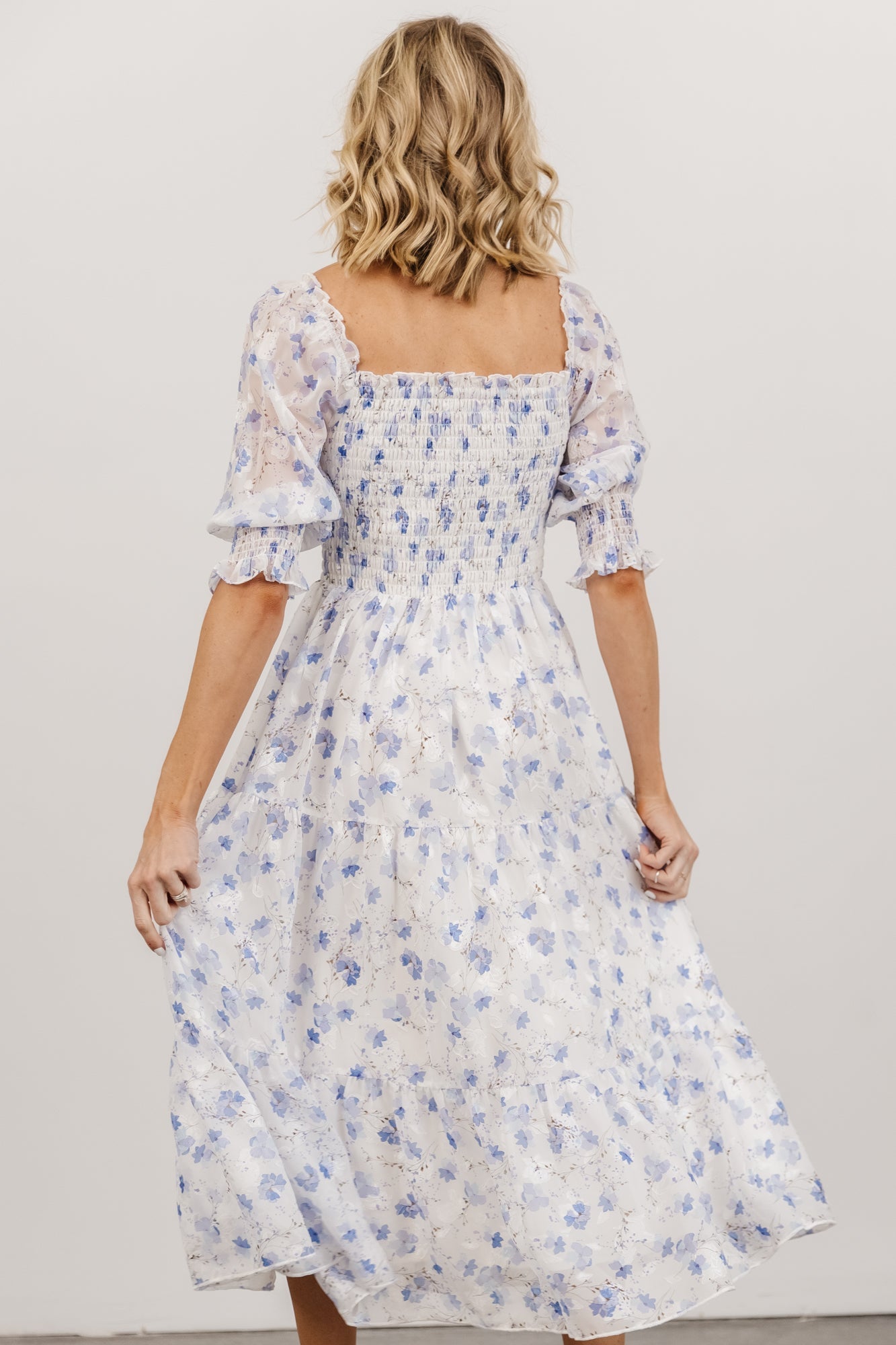 Fabian Jacquard Midi Dress | Blue Floral - Baltic Born