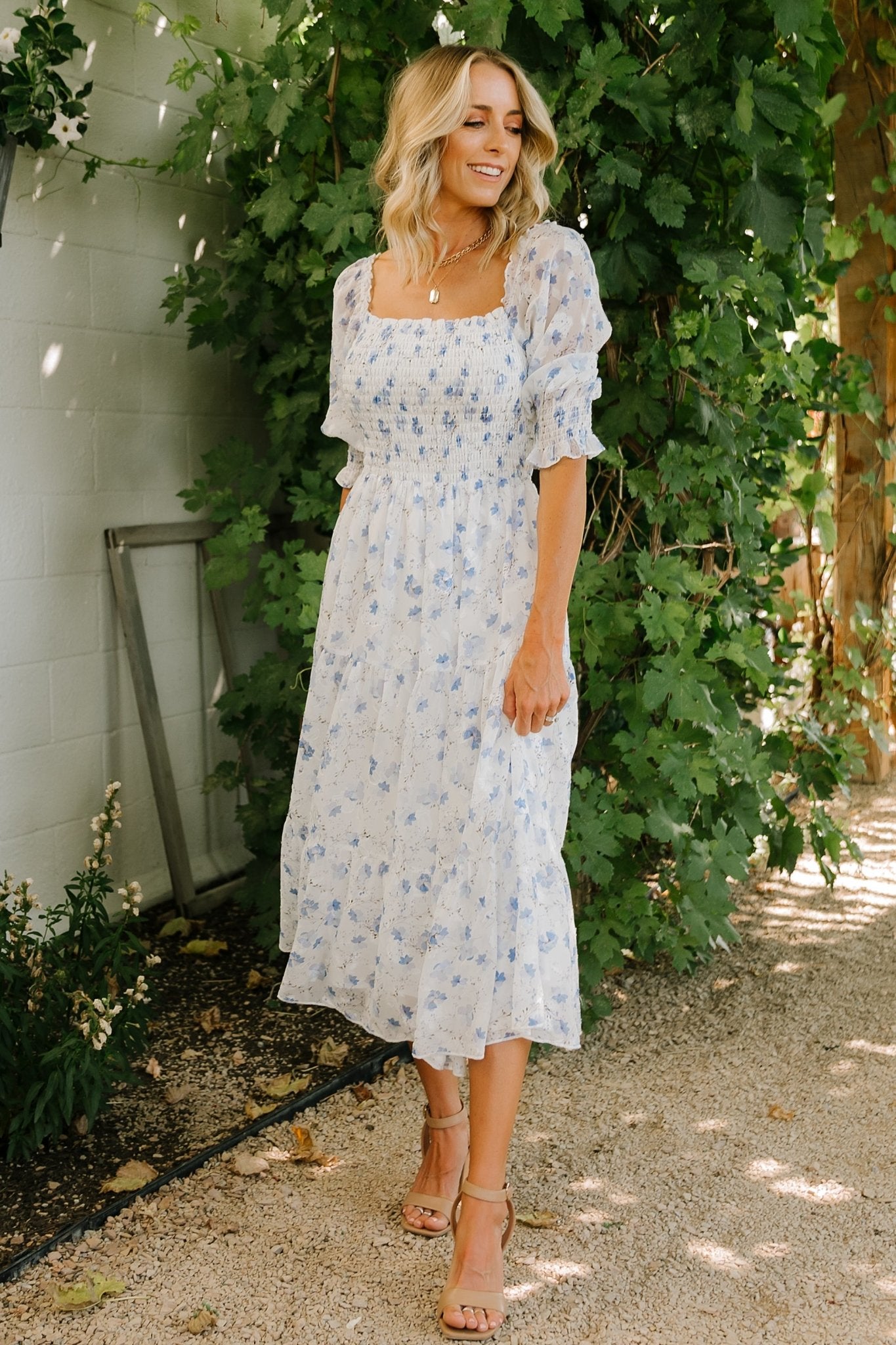 Fabian Jacquard Midi Dress | Blue Floral - Baltic Born