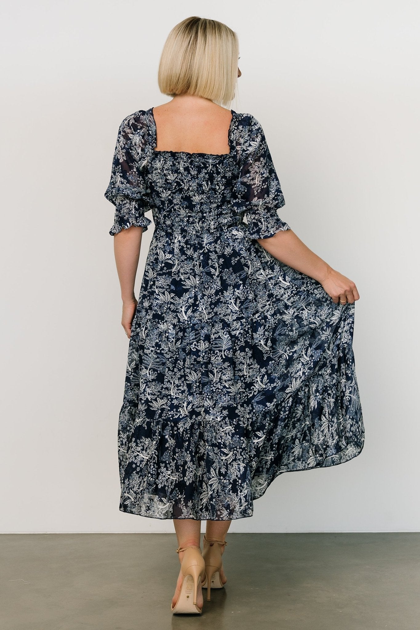 Fabian Jacquard Midi Dress | Indigo Print - Baltic Born