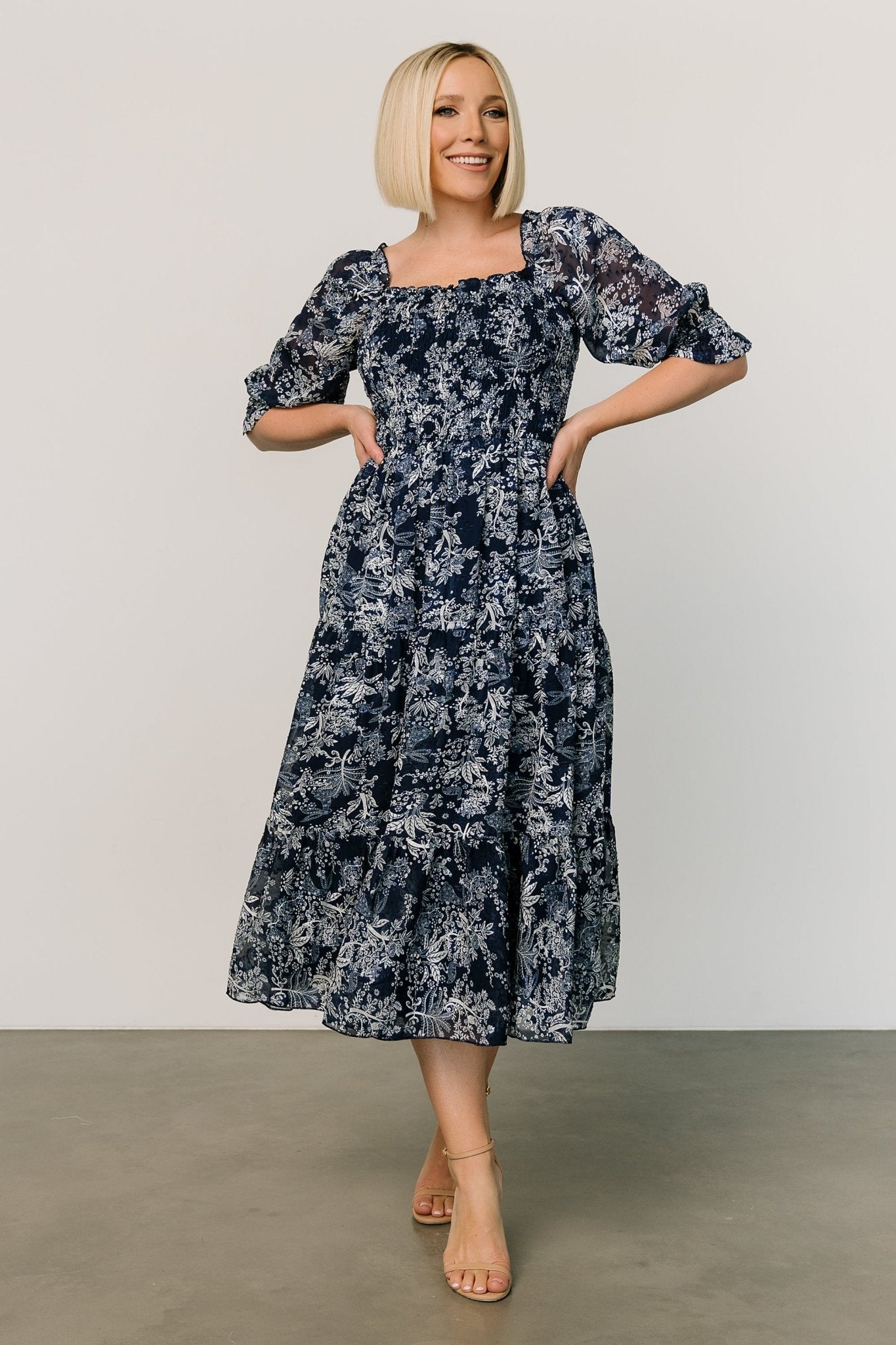 Fabian Jacquard Midi Dress | Indigo Print - Baltic Born