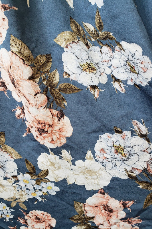 Fabric Swatch - Sicily Satin | Blue Floral - Baltic Born