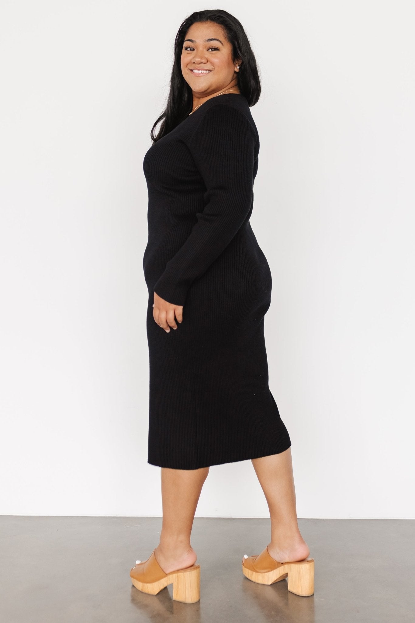 Fairmount Ribbed Midi Dress | Black - Baltic Born