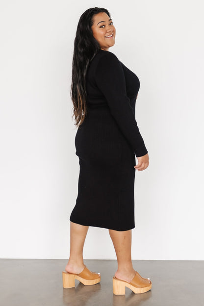 Fairmount Ribbed Midi Dress | Black - Baltic Born