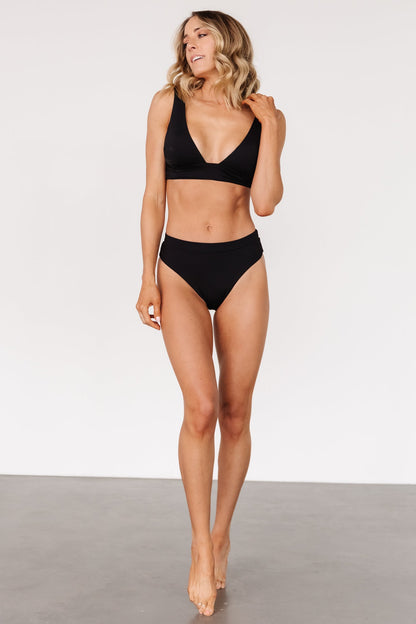 Formentera High Waist Bikini Bottom | Black - Baltic Born