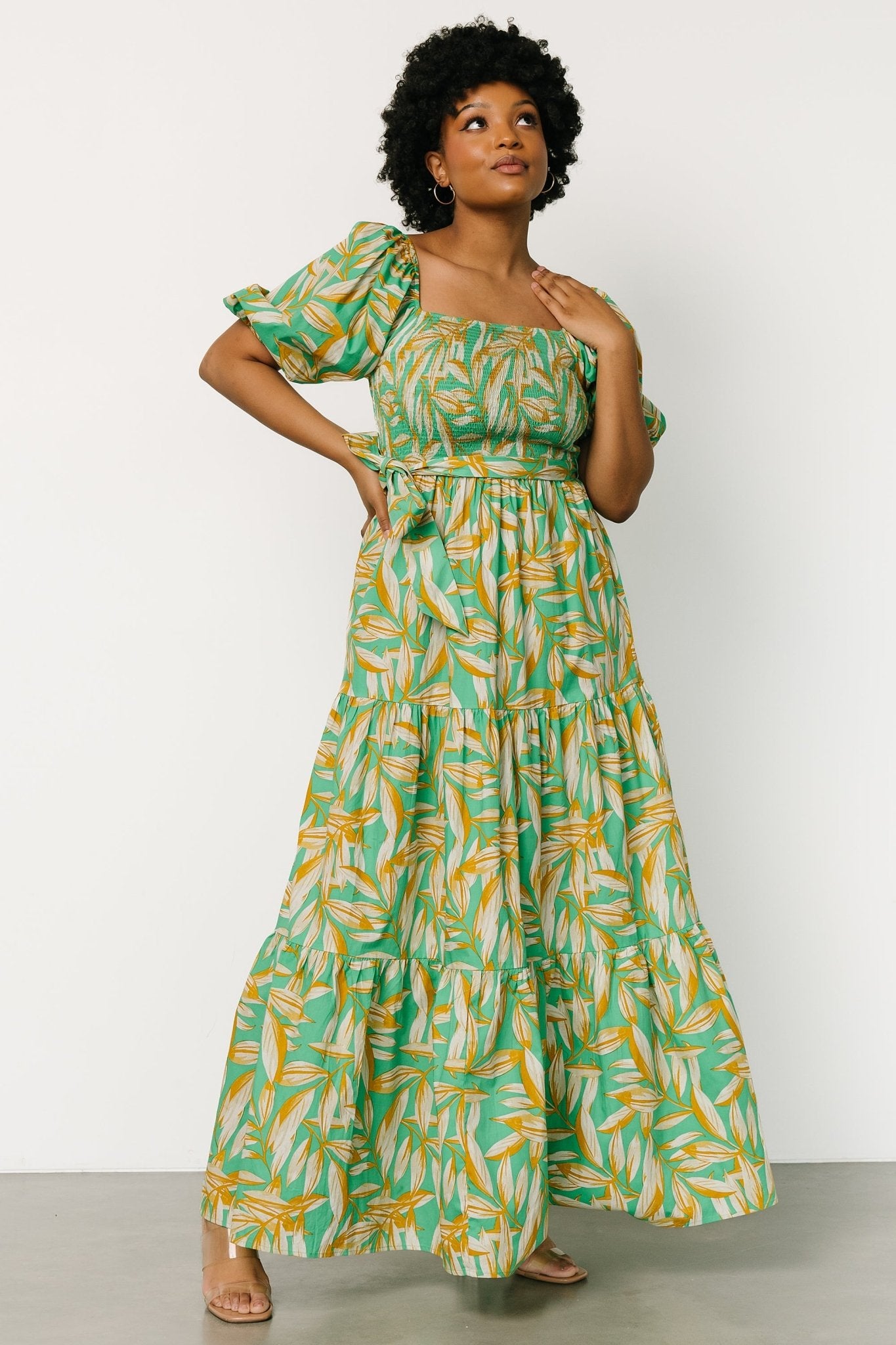 Forsythe Smocked Maxi Dress | Green Print - Baltic Born