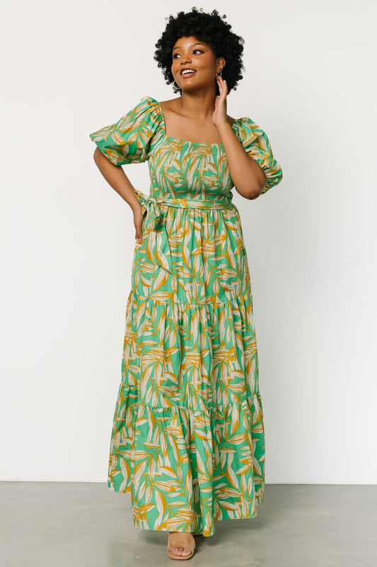 Forsythe Smocked Maxi Dress | Green Print - Baltic Born