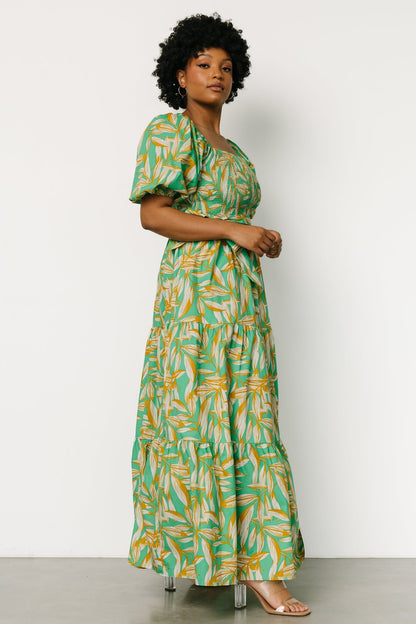 Forsythe Smocked Maxi Dress | Green Print - Baltic Born