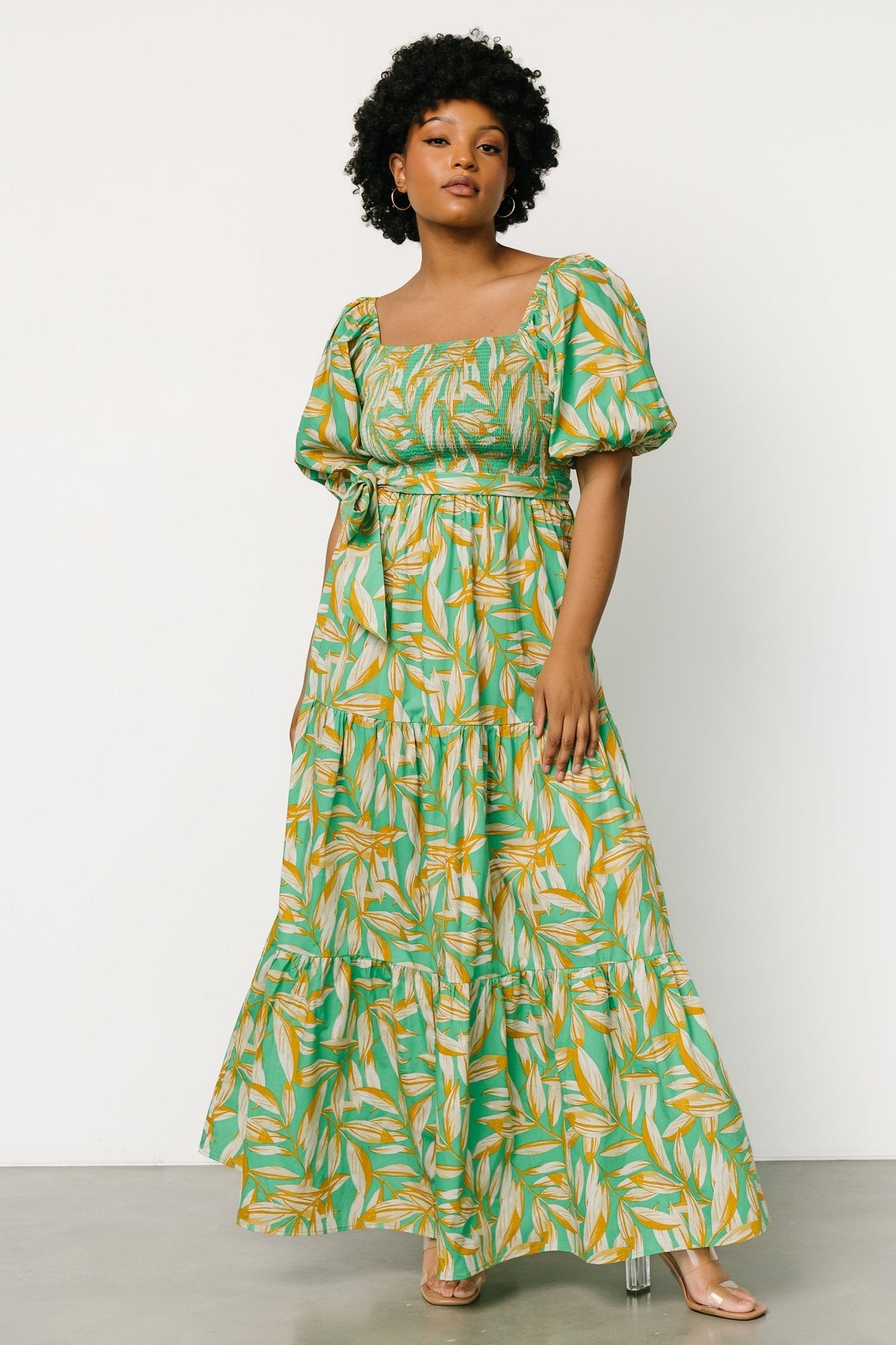 Forsythe Smocked Maxi Dress | Green Print - Baltic Born