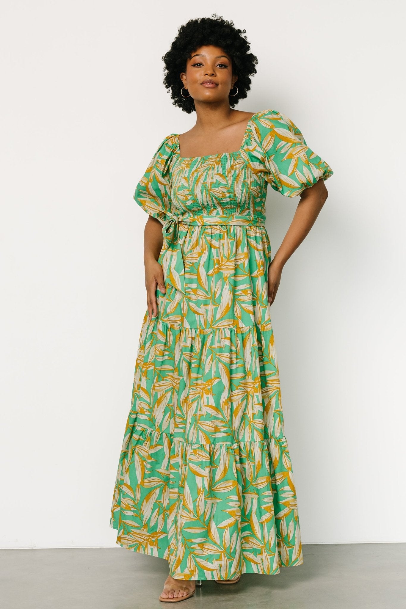 Forsythe Smocked Maxi Dress | Green Print - Baltic Born