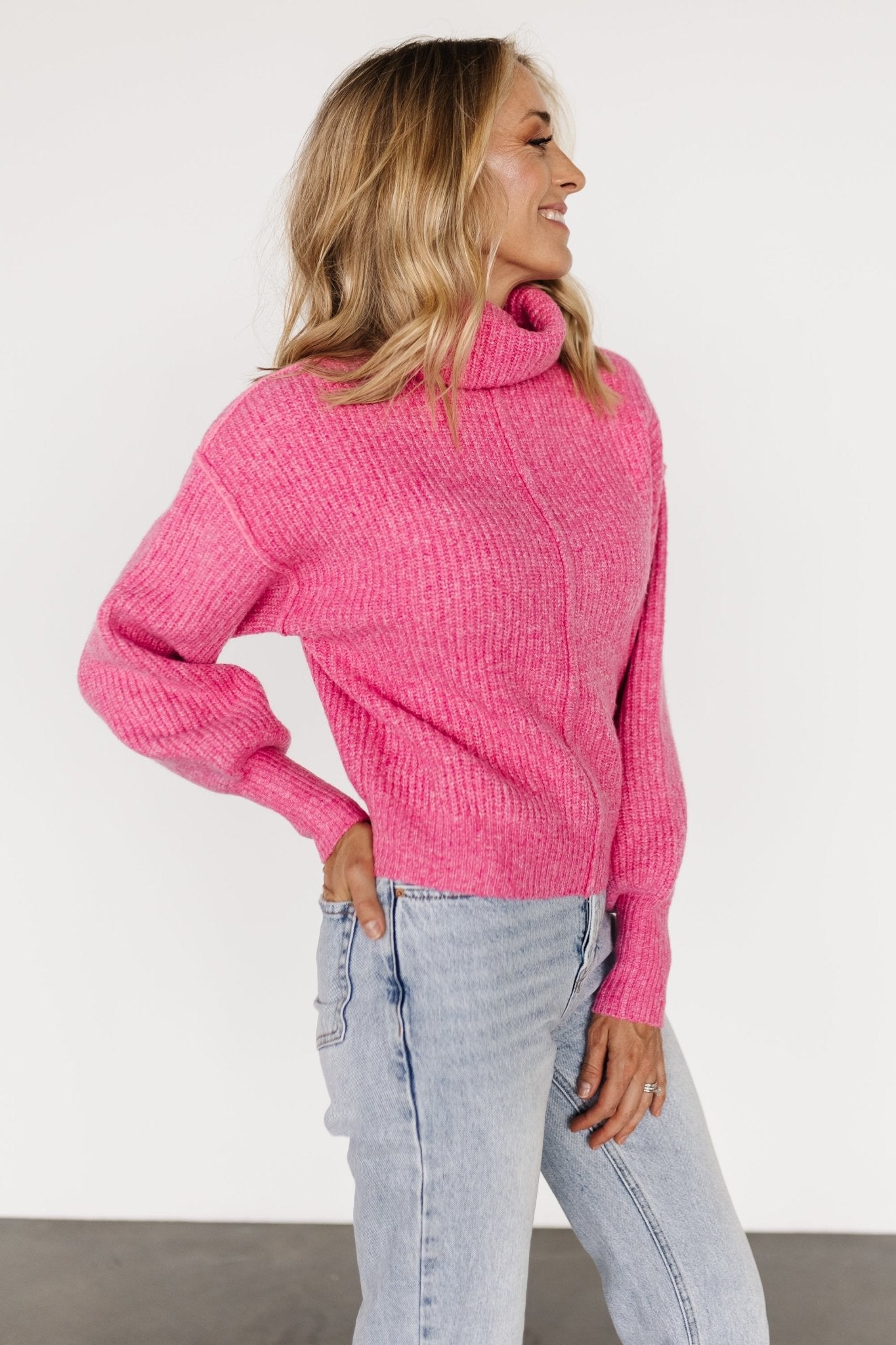 Frannie Knit Turtleneck Sweater | Pink | Baltic Born