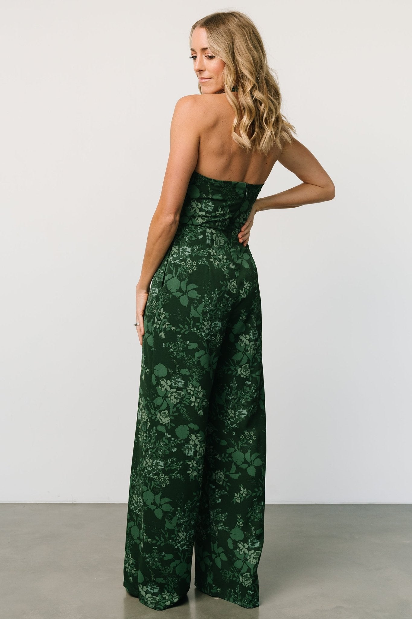 Freya Halter Jumpsuit | Emerald Floral - Baltic Born