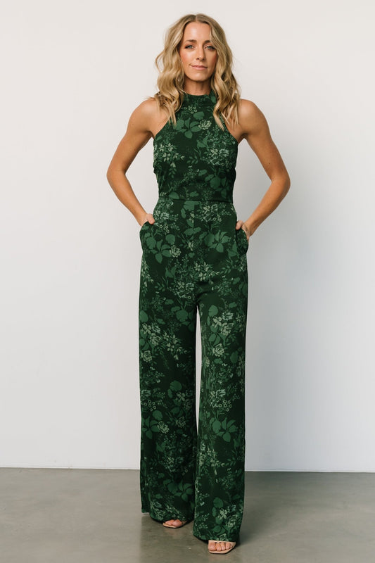 Freya Halter Jumpsuit | Emerald Floral - Baltic Born