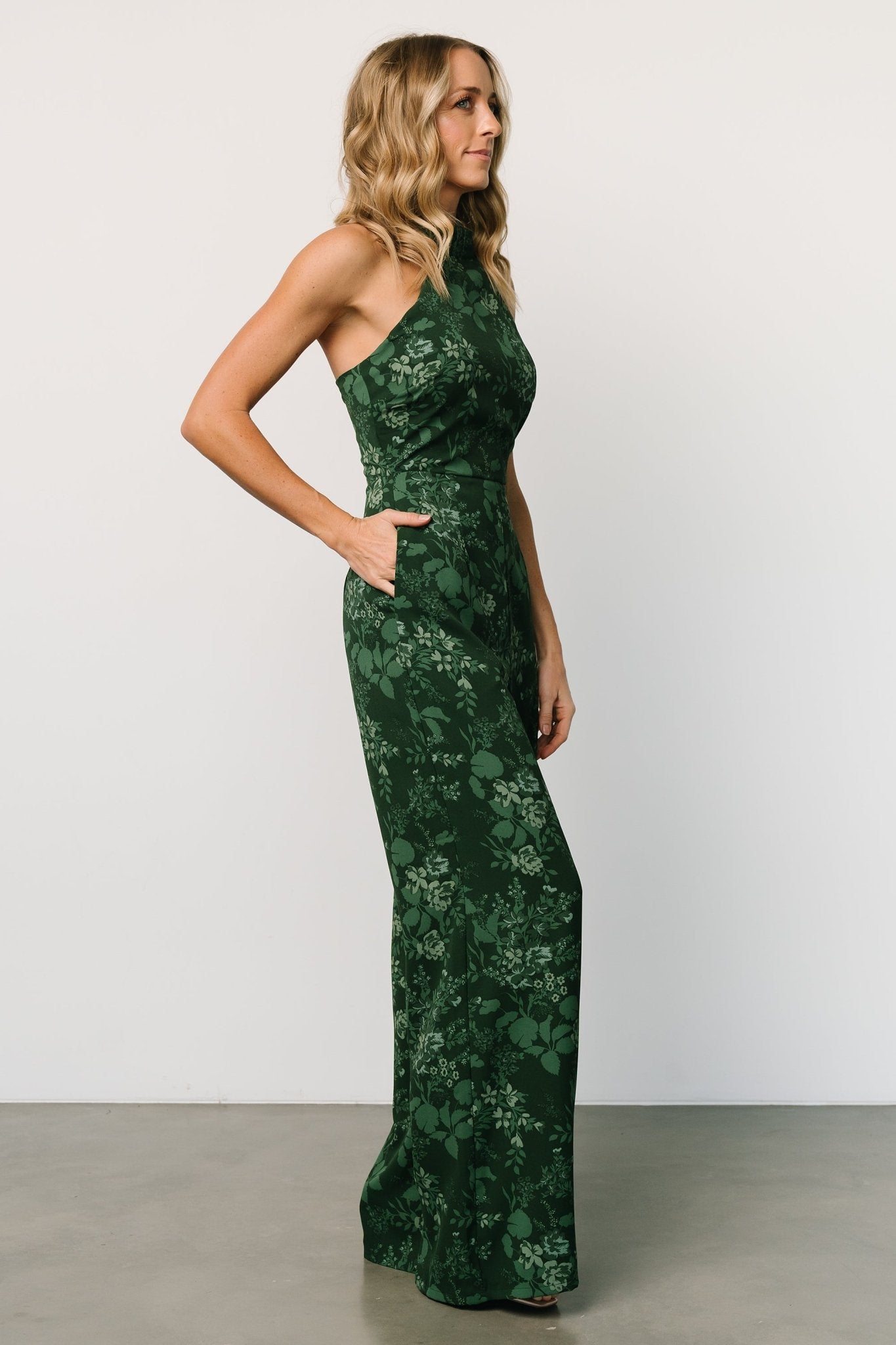 Freya Halter Jumpsuit | Emerald Floral - Baltic Born