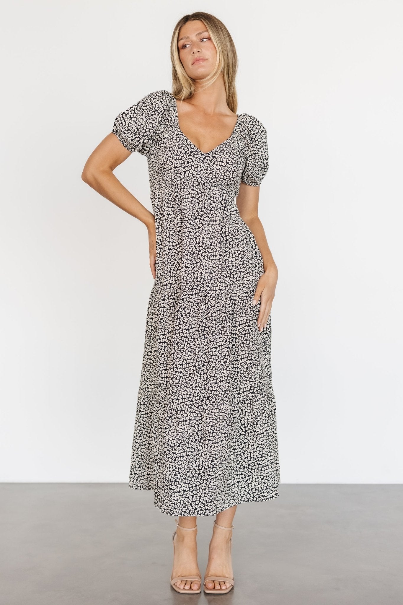 Gables Puff Sleeve Maxi Dress | Black Multi - Baltic Born