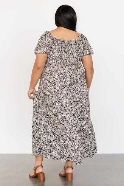 Gables Puff Sleeve Maxi Dress | Black Multi - Baltic Born