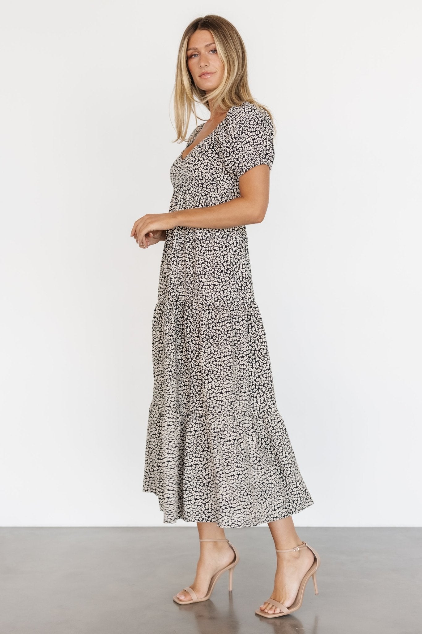 Gables Puff Sleeve Maxi Dress | Black Multi - Baltic Born