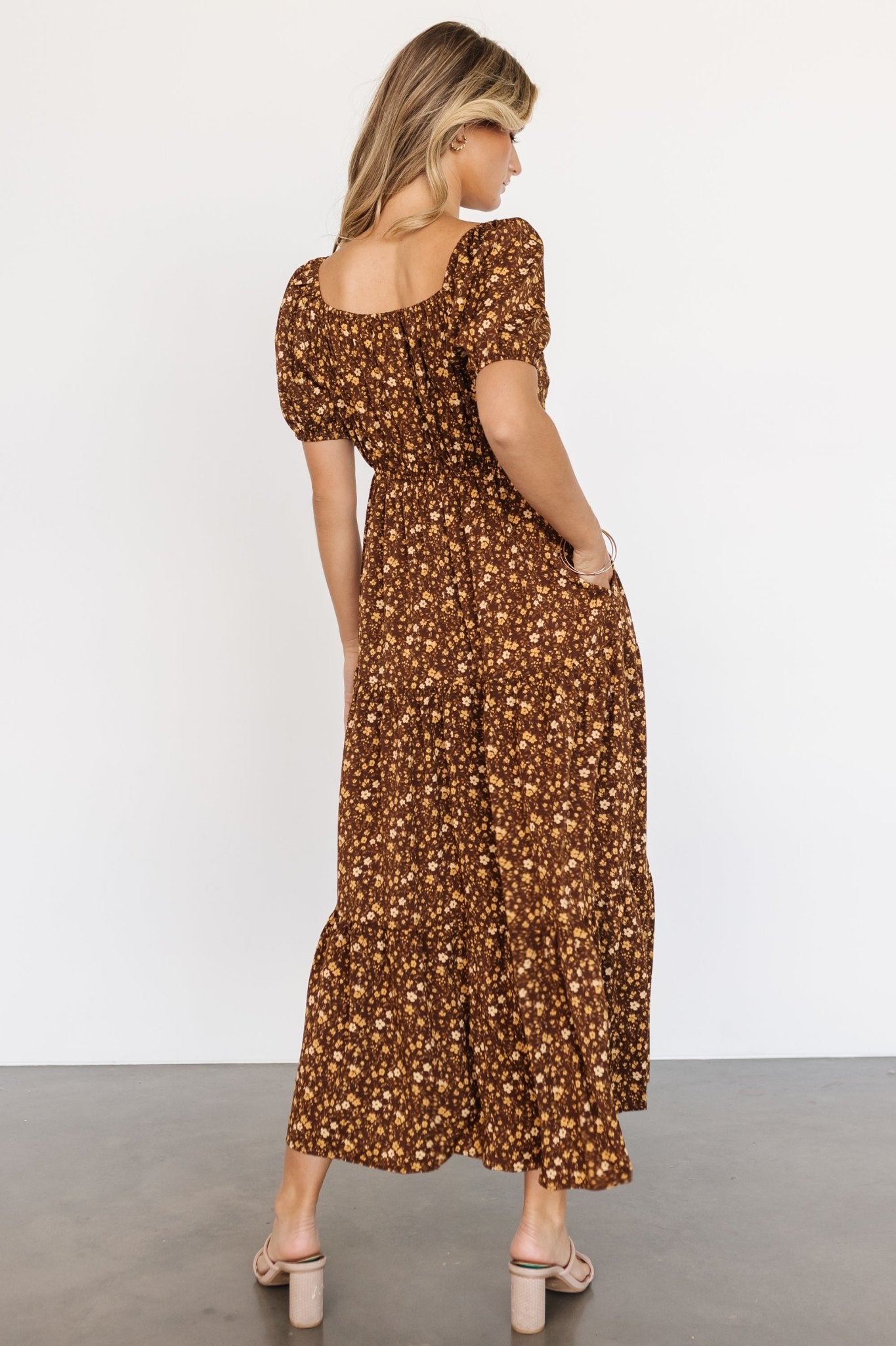 Gables Puff Sleeve Maxi Dress | Brown Multi - Baltic Born