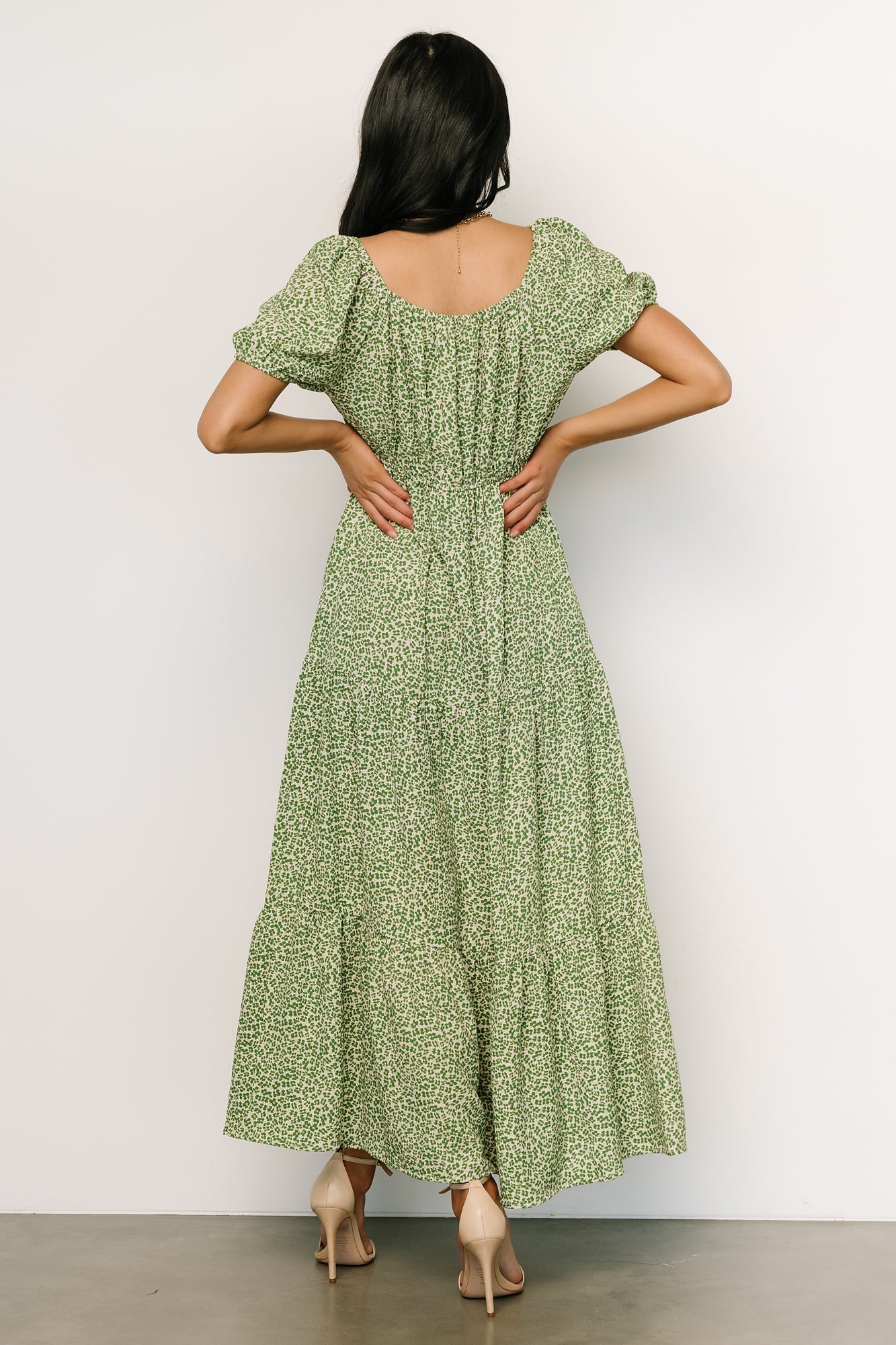 Gables Puff Sleeve Maxi Dress | Green Multi - Baltic Born