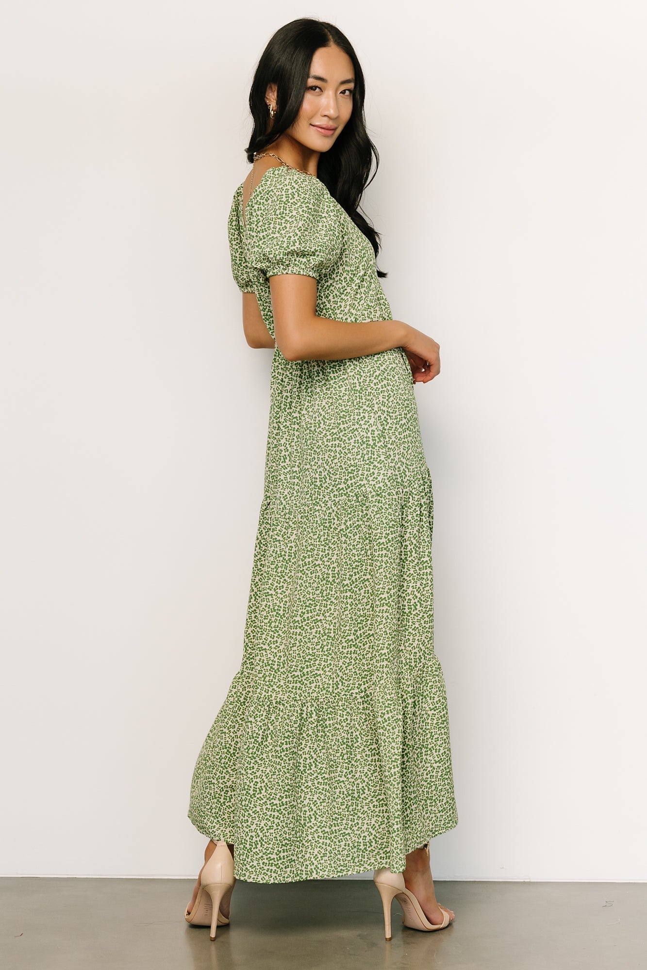 Gables Puff Sleeve Maxi Dress | Green Multi - Baltic Born