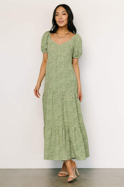 Gables Puff Sleeve Maxi Dress | Green Multi - Baltic Born