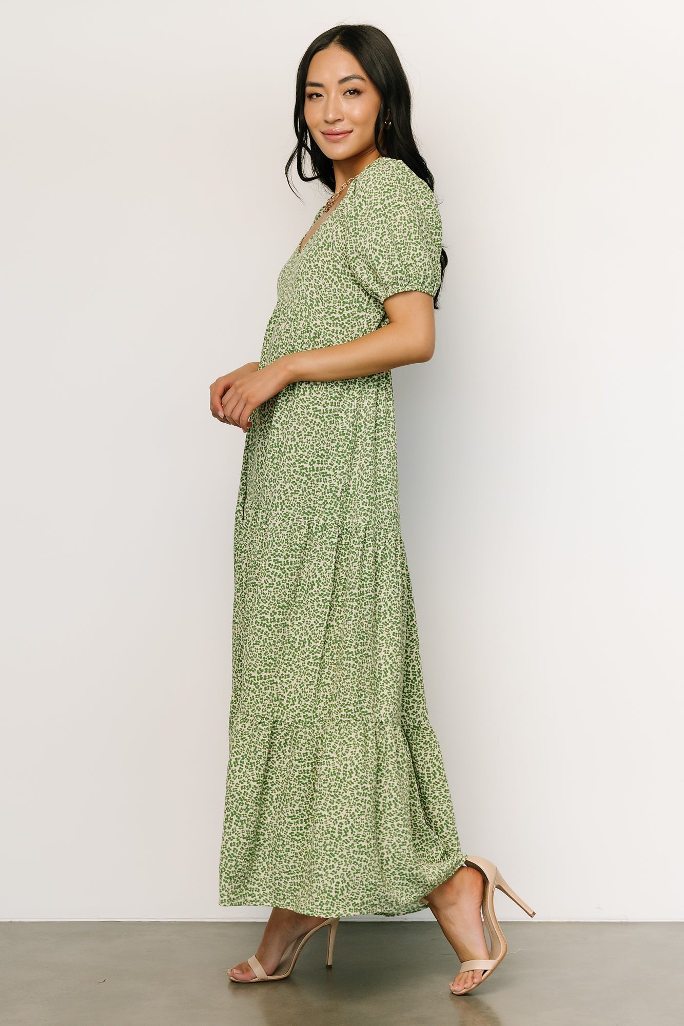 Gables Puff Sleeve Maxi Dress | Green Multi - Baltic Born