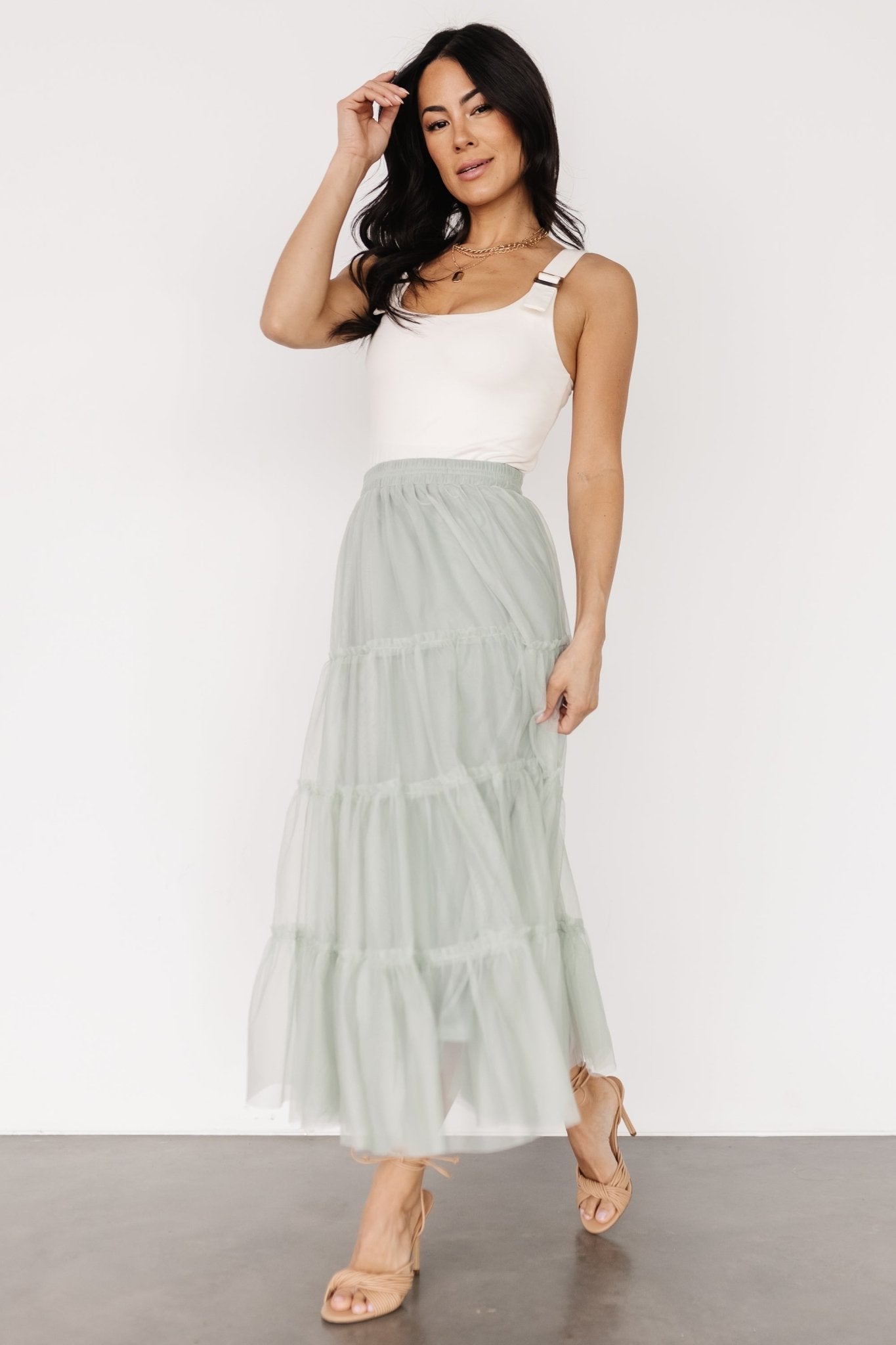 Galena Tulle Skirt | Light Sage - Baltic Born