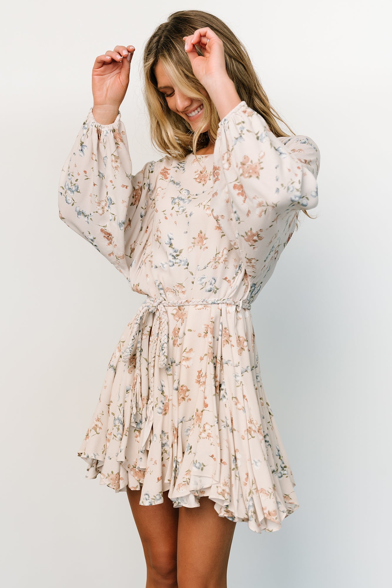 Galia Mini Dress | Beige Floral - Baltic Born