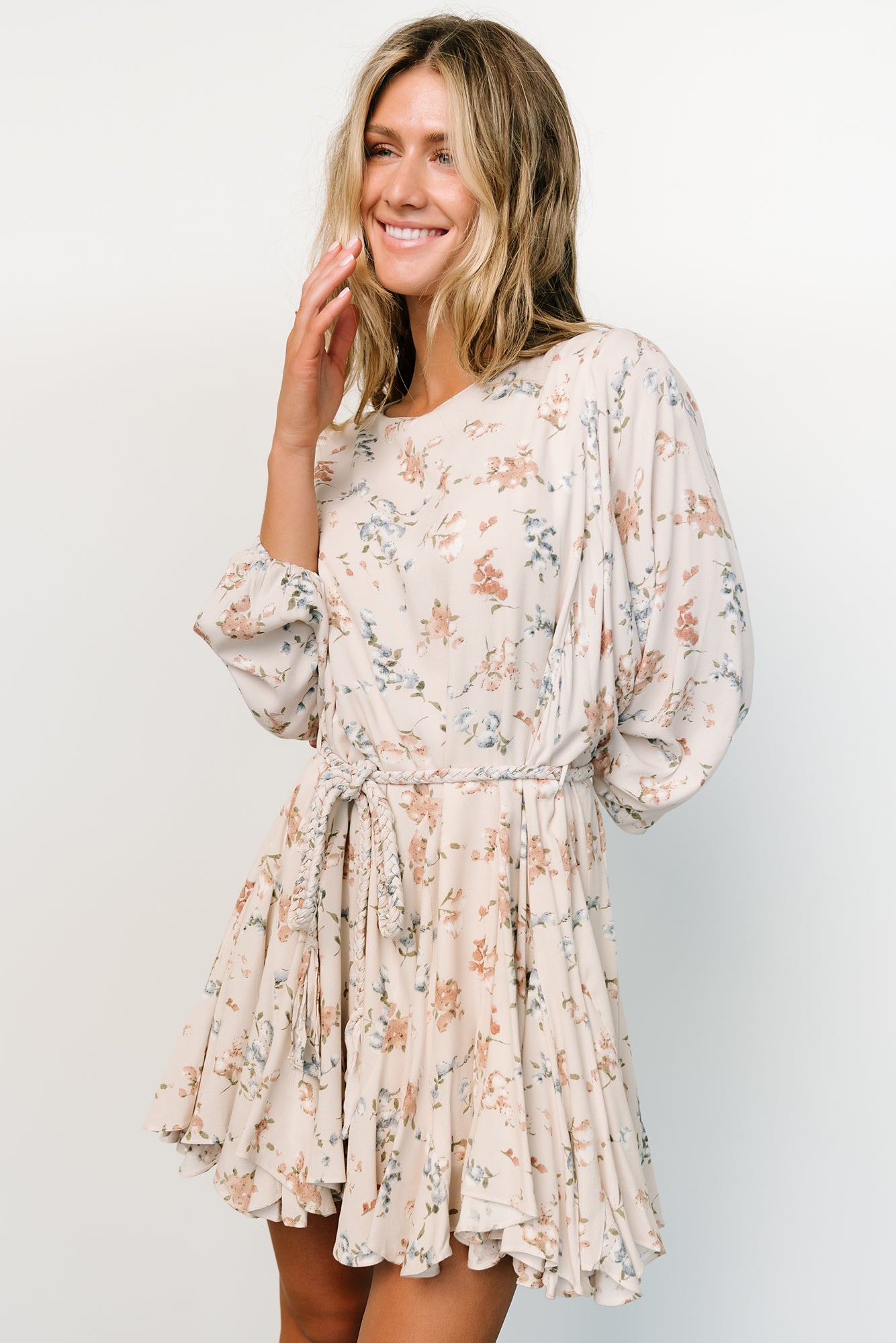 Galia Mini Dress | Beige Floral | Baltic Born