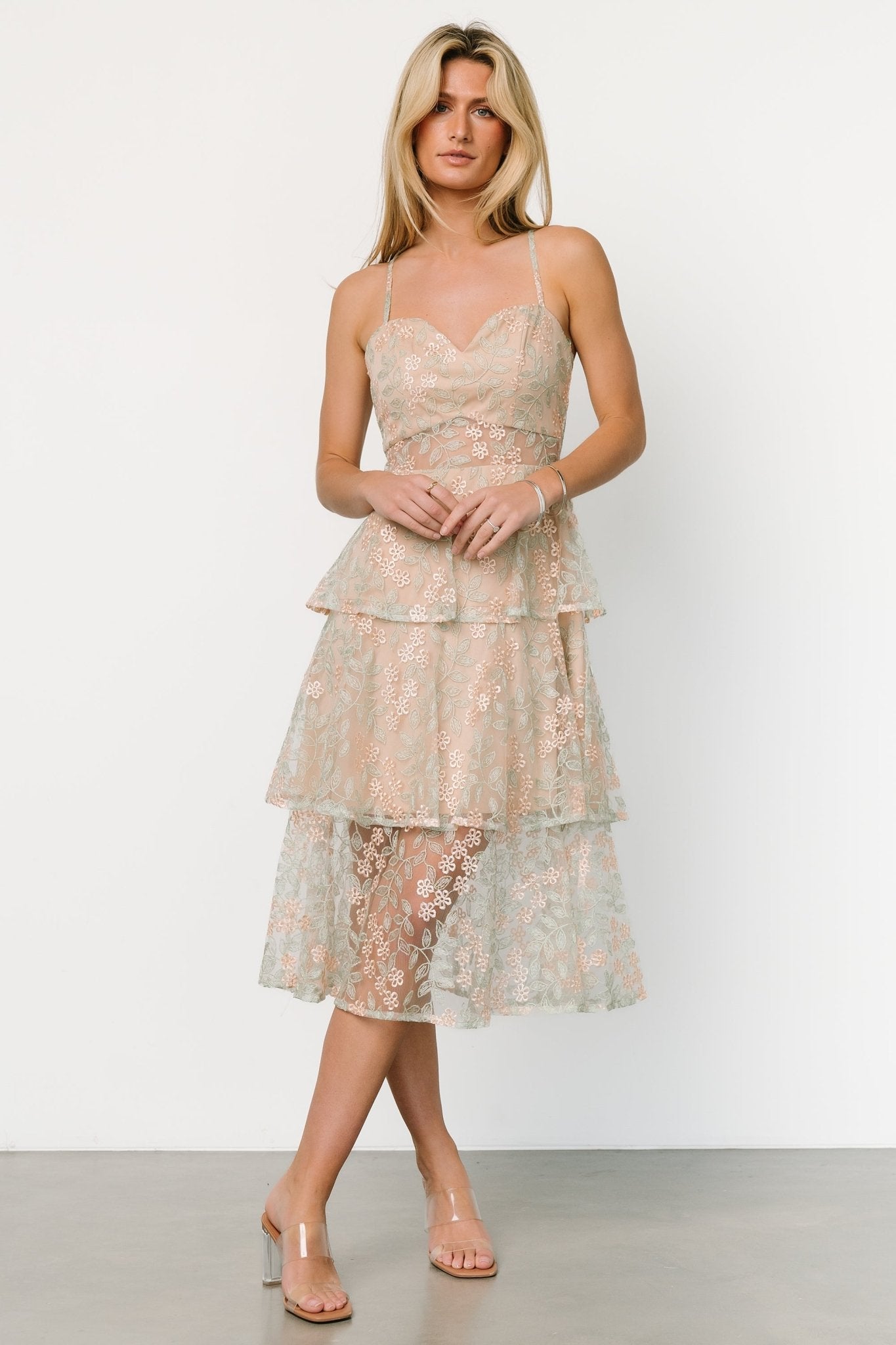 Georgiana Embroidered Midi Dress | Sage - Baltic Born