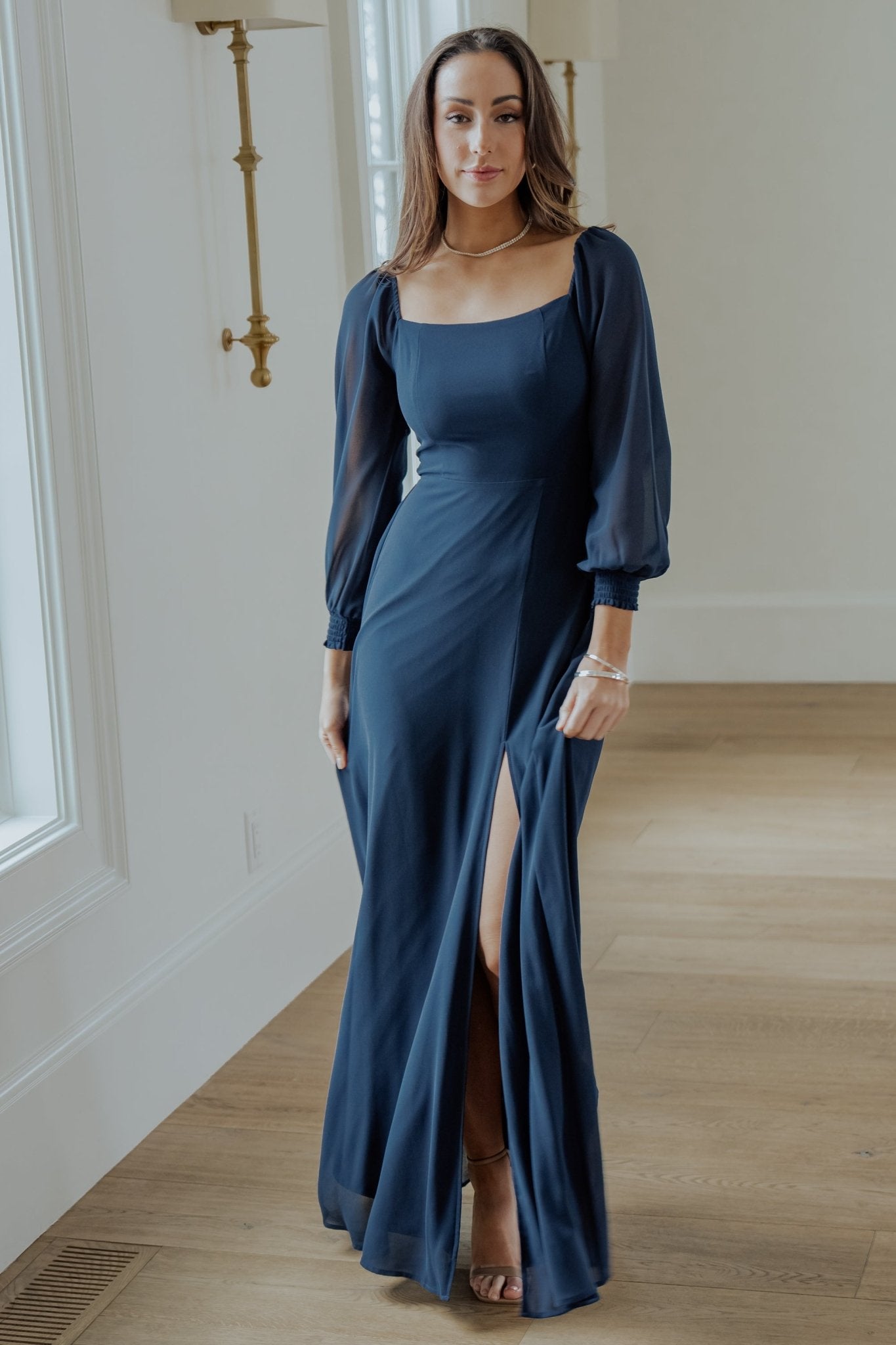 Giselle Maxi Dress - Navy Smocked Bodice | Baltic Born S Giselle Maxi Dress - Navy Smocked Bodice | Baltic Born S