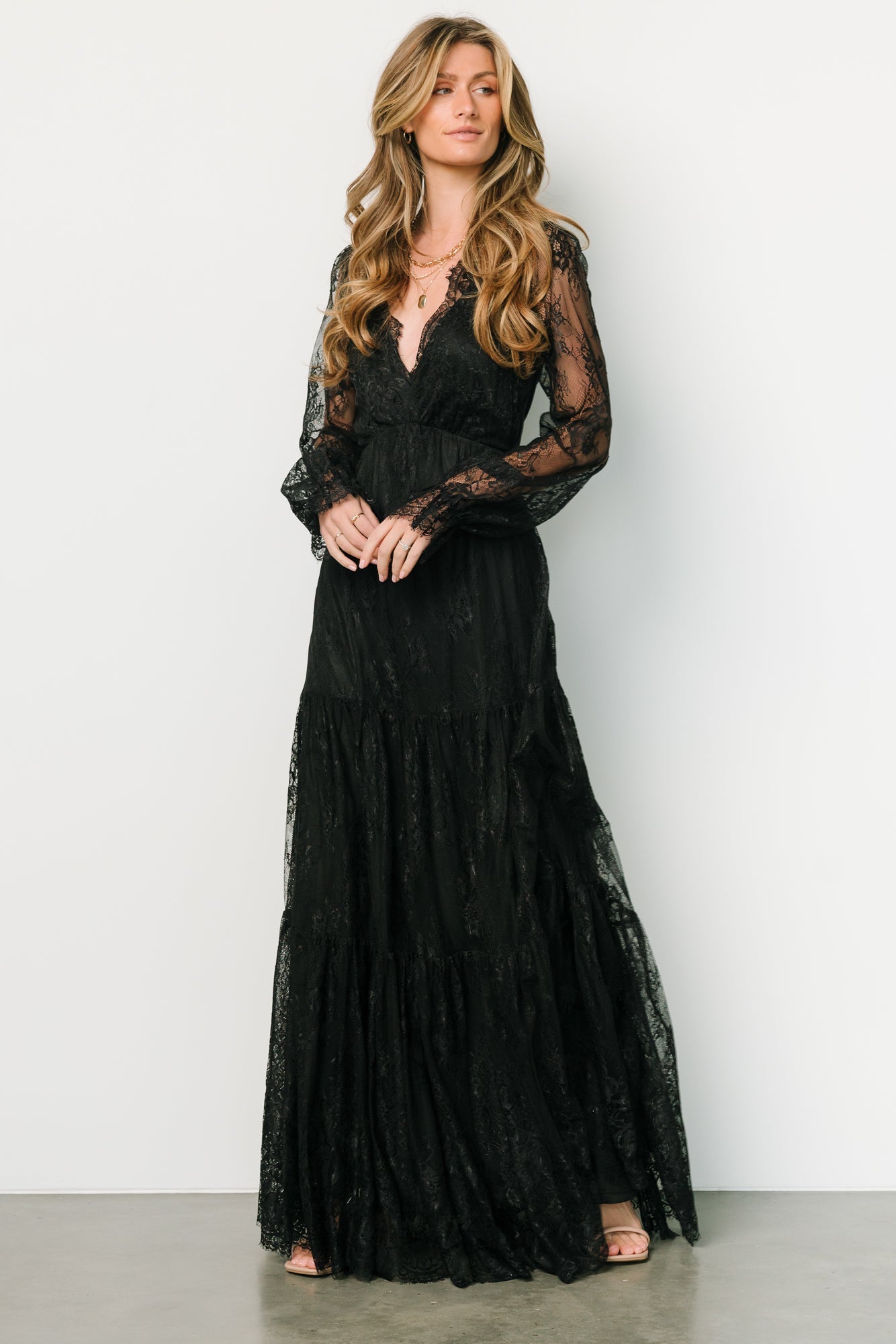 Gloria Lace Maxi Dress Black - Main Image