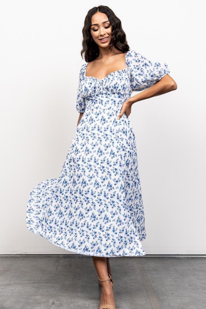 Gwen Smocked Midi Dress | Blue Floral - Baltic Born