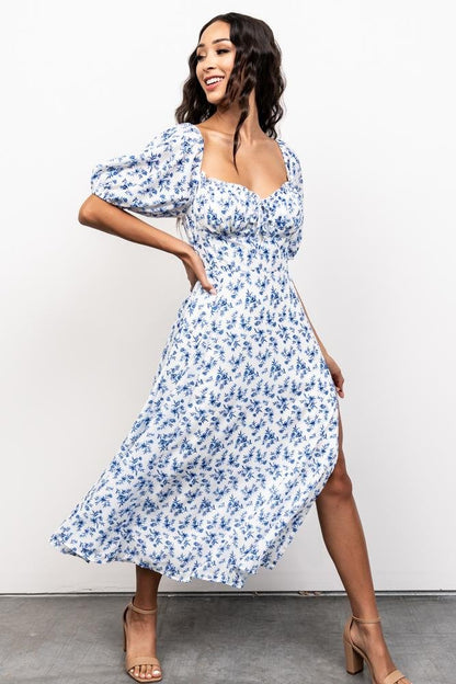 Gwen Smocked Midi Dress | Blue Floral - Baltic Born