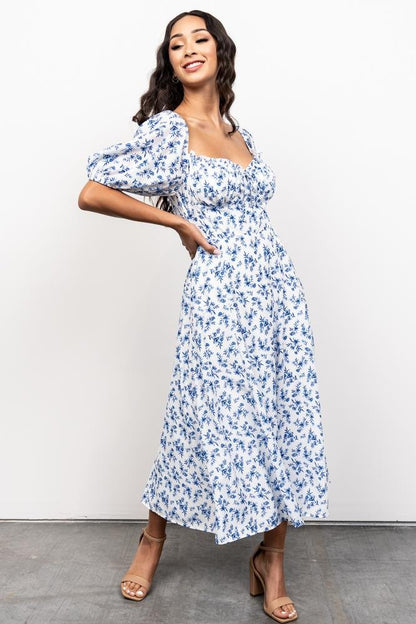 Gwen Smocked Midi Dress | Blue Floral - Baltic Born