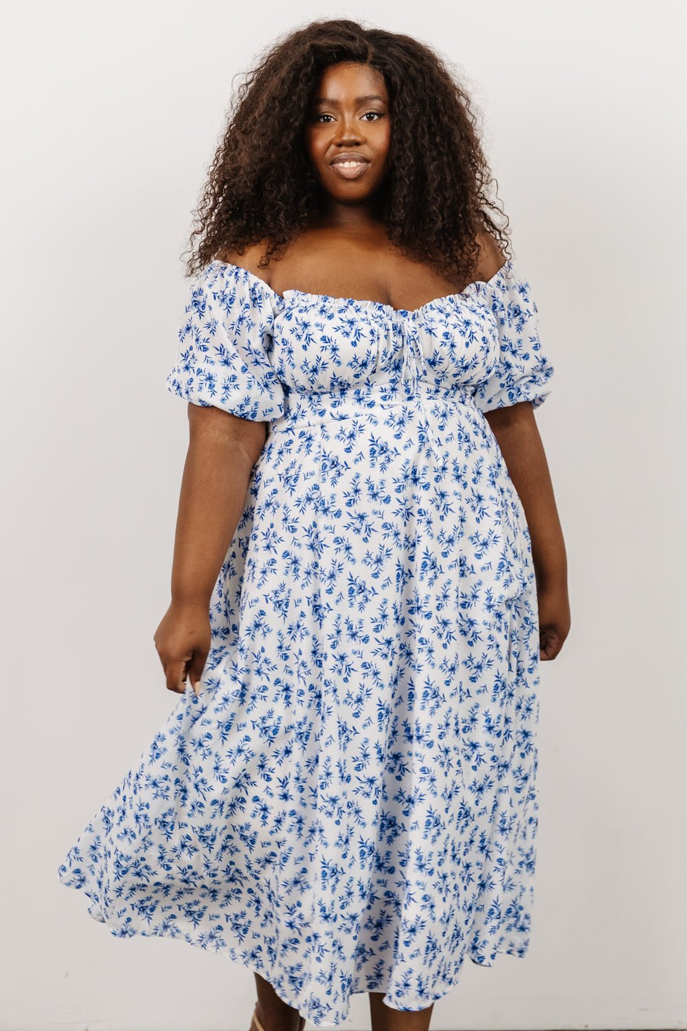 Gwen Smocked Midi Dress | Blue Floral - Baltic Born