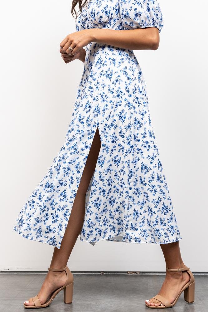 Gwen Smocked Midi Dress | Blue Floral - Baltic Born