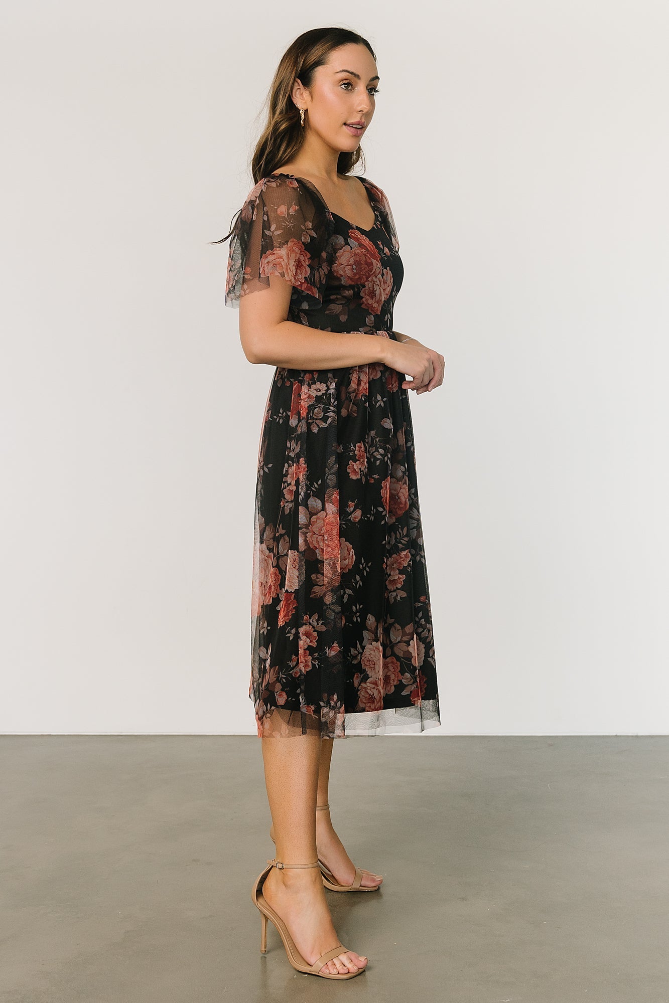 Gwyneth Tulle Midi Dress | Black Multi - Baltic Born