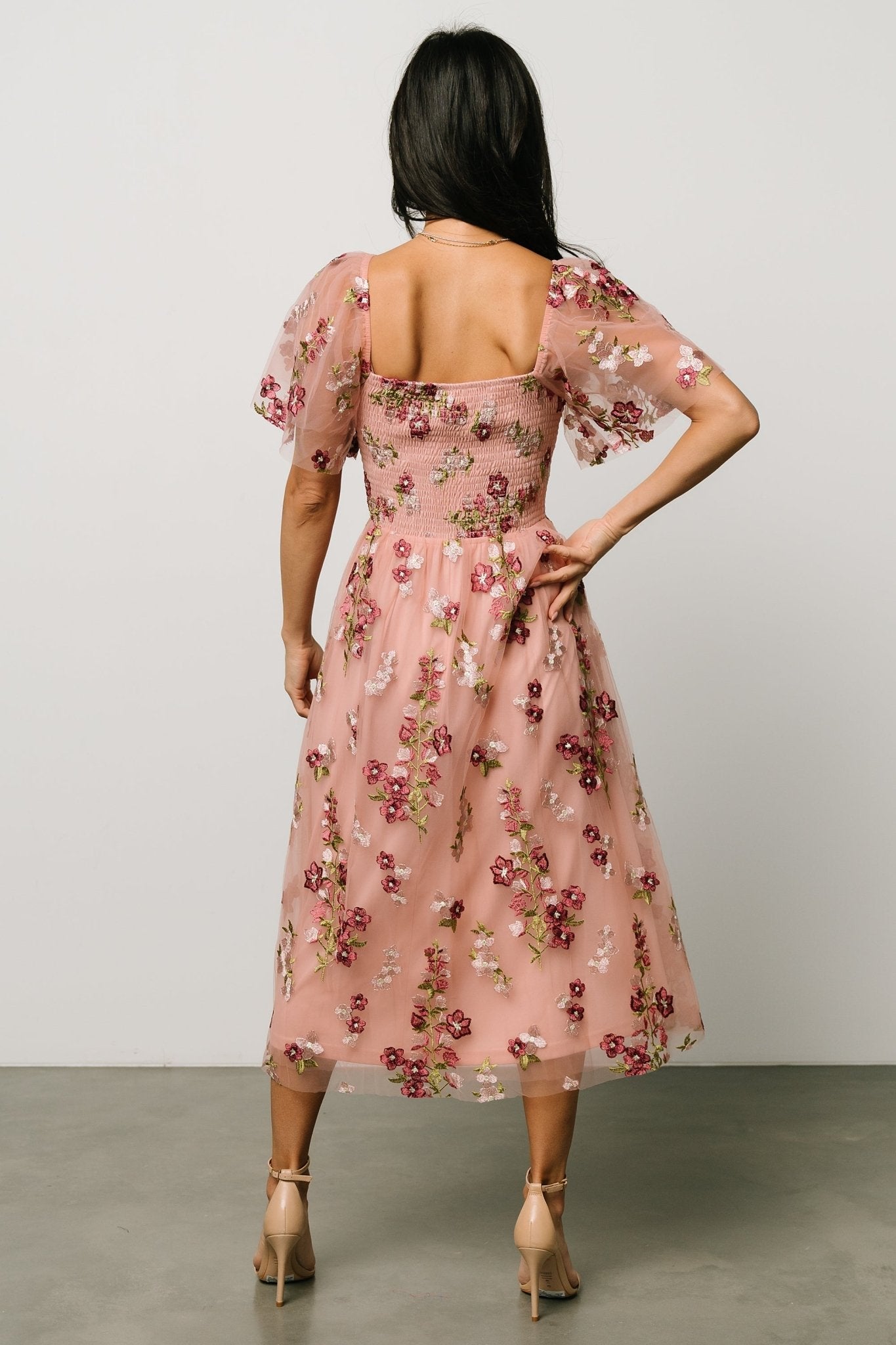 Gwyneth Tulle Midi Dress | Blush Floral - Baltic Born